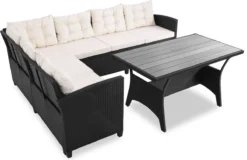Casaria Polyrattan Tuinset - 15 Delig Voor 6 Personen – Crème Zwart -Tuinmeubelen 1200x779 7
