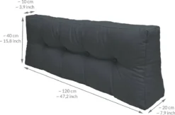 Beautissu Eco Elements Palletkussen – Rugkussen 120x40x15 Cm Voor Palletbank - Kussen Graphiet Grijs - Palletkussens In Matraskussen Kwaliteit -Tuinmeubelen 1200x790 1