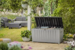 Keter Novel Opbergbox - 340L - 124x55x62.5cm - Grijs -Tuinmeubelen 1200x792