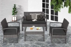 Casaria Polyrattan Loungeset – 2 Stoelen 1 Bank 1 Tafel - Antraciet -Tuinmeubelen 1200x798 7