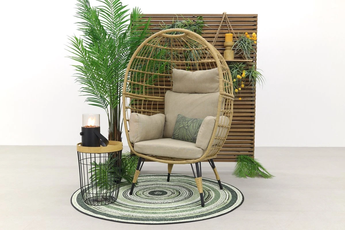 Lola Egg Relaxstoel - Natural Sand - Mand Stoel 1 Lola Egg Relaxstoel - Natural Sand - Mand Stoel
