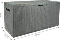 Verrijdbare Tuinkussen Opbergbox - Rattan Look - Zwart - 350 Liter -Tuinmeubelen 1200x804 3