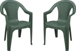 4goodz Isola Groen 2x Stapelbare Tuinstoelen - Plaatsbesparend