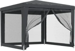 Prolenta Premium Partytent Met 4 Mesh Zijwanden 3x3 M HDPE Antracietkleurig -Tuinmeubelen 1200x816