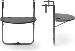 Relaxdays Balkontafel Inklapbaar, Balkon Tafel Rotan, Hangtafel Reling - Zwart -Tuinmeubelen 1200x817 2