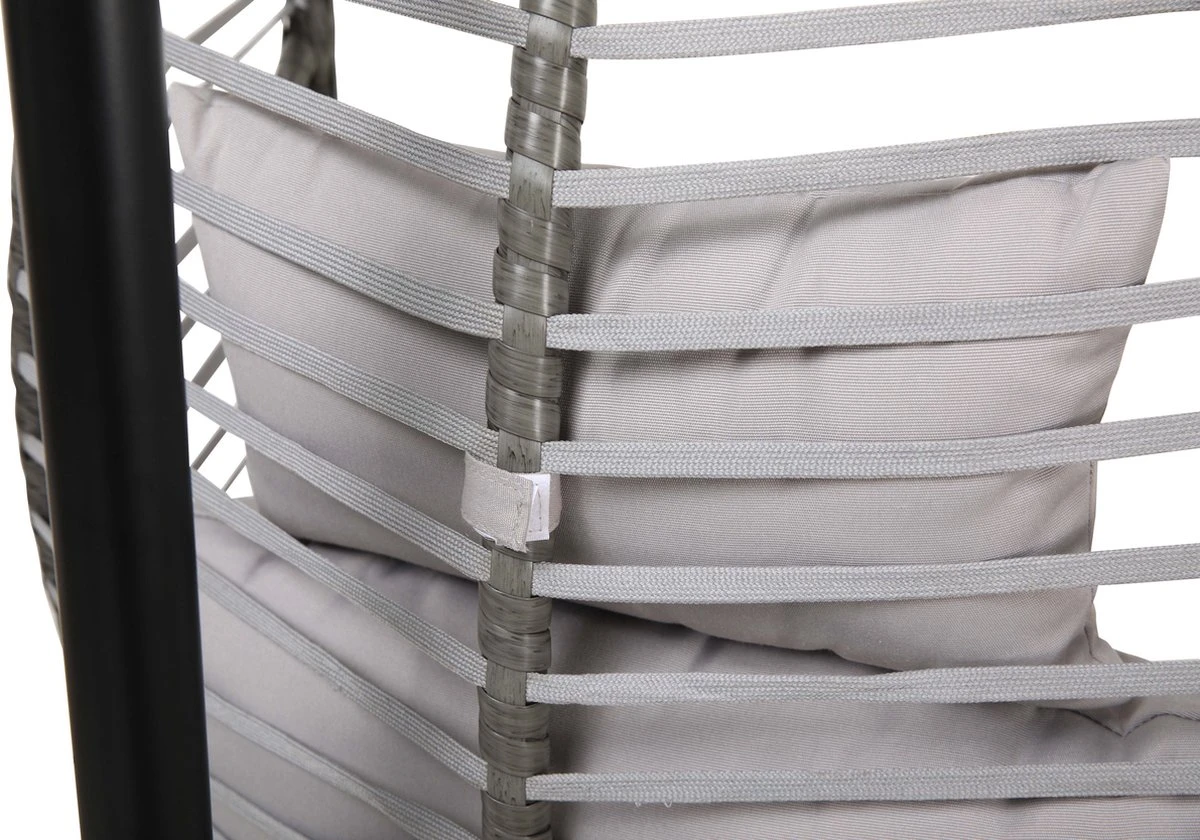 Pro Garden Lowander Hangstoel Egg 191x126x126- Schommelstoel Met Rattan Cocoon En Robuust Stalen Standaard Incl. Kussens - Volledig Inklapbaar - Lichtgrijs 8 Pro Garden Lowander Hangstoel Egg 191x126x126- Schommelstoel Met Rattan Cocoon En Robuust Stalen Standaard Incl. Kussens - Volledig Inklapbaar - Lichtgrijs - Afbeelding 8