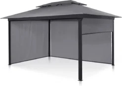 Blumfeldt Grandezza Cortina Tuinpaviljoen , 6 X6 Cm Stalen Frame Met Poedercoating , Overdekt Oppervlak Van 3 X 4 Meter , Polyester