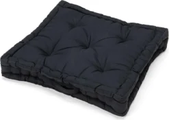 Matraskussen Katoen Zwart | 40 X 40 X 10 Cm - Zitkussen, 100% Katoen - Stoelkussen Voor Buiten - Stevig Zitvlak