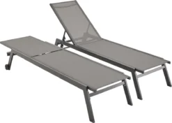 ELSA - Set Van 2 Ligstoelen Van Aluminium En Textileen, Ligbed Multipositioneel Met Wieltjes, Kleur Antraciet/donkergrijs 9 ELSA - Set Van 2 Ligstoelen Van Aluminium En Textileen, Ligbed Multipositioneel Met Wieltjes, Kleur Antraciet/donkergrijs -Tuinmeubelen 1200x854 3
