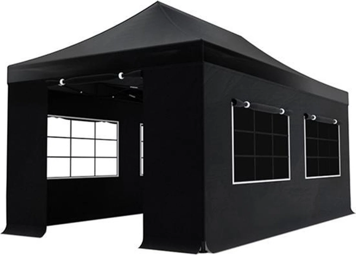 Easy Up 3x6m Zwart Luxe Partytent Opvouwbaar 1 Easy Up 3x6m Zwart Luxe Partytent Opvouwbaar