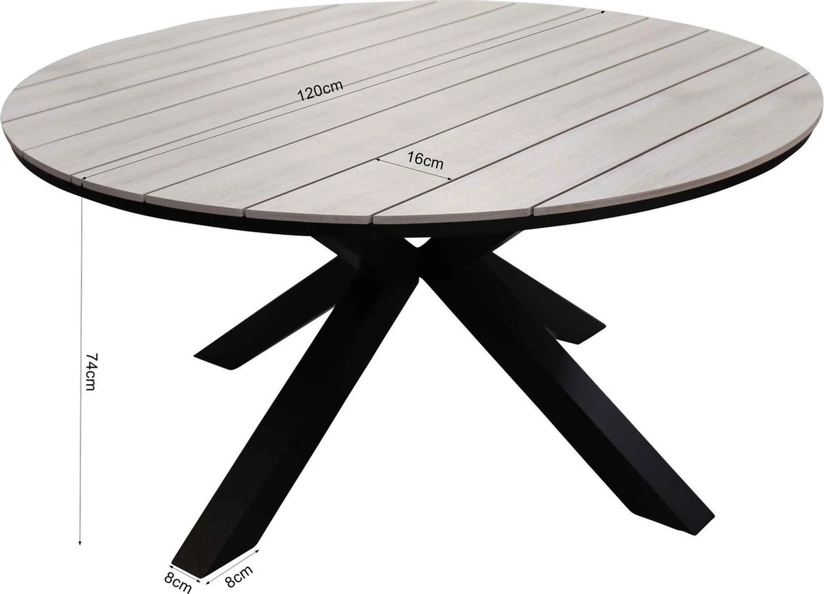 Ronde Tuintafel Cyprus ø120cm | Wood | Polywood & Aluminium 2 Ronde Tuintafel Cyprus ø120cm | Wood | Polywood & Aluminium - Afbeelding 2