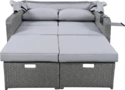 Polyrattan Patio Rieten Meubels Set Voor 2 Personen-Outdoor Rattan Sofa Set Met Intrekbare Luifel-lounge Bank-PE Rotan Loveseat Voor Achtertuin Veranda Tuin Zwembad Balkon-grijs -Tuinmeubelen 1200x867 2
