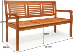 Casaria Tuinbank - FSC®-Gecertificeerd Eucalyptushout - 153cm Bruin -Tuinmeubelen 1200x872 2