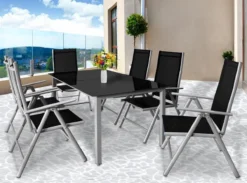 Casaria Alumunium Tuinset Bern - 6 Stoelen + 1 Tafel – Zilver -Tuinmeubelen 1200x890 2