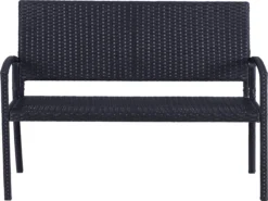 Outsunny Polyrotan Tuinbank 2-zits Parkbank Bank Staal Zwart 867-022 -Tuinmeubelen 1200x898