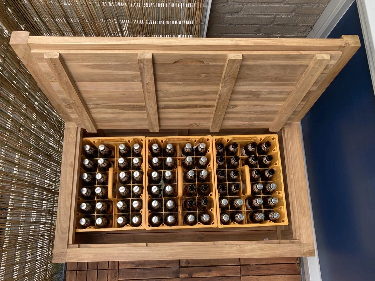 Kleine Teakhouten Tuinbank Met Opbergruimte - 100 X 60 X 90 Cm - Duurzaam Teakhout - Blijft Strak En Mooi - Sterke Constructie Om Lang Mee Te Gaan 4 Kleine Teakhouten Tuinbank Met Opbergruimte - 100 X 60 X 90 Cm - Duurzaam Teakhout - Blijft Strak En Mooi - Sterke Constructie Om Lang Mee Te Gaan - Afbeelding 4