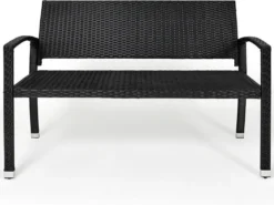 Casaria Polyrattan Tuinbank – 2 Zits UV-bestendig - Zwart -Tuinmeubelen 1200x901 18