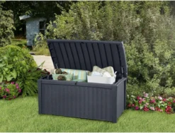 Keter - Borneo Opbergbox - 416 Liter - 129.5 X 62.5 X 70 Cm - Antraciet -Tuinmeubelen 1200x907