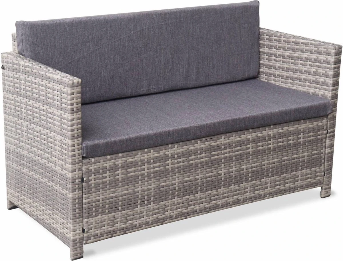 Alice's Garden Loungeset Perugia - 4 Plaatsen - Kleine Tuinset - Wicker - Grijstinten 3 Alice's Garden Loungeset Perugia - 4 Plaatsen - Kleine Tuinset - Wicker - Grijstinten - Afbeelding 3