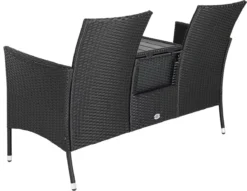 Casaria Tuinbank Polyrattan – 2 Zitter Incl. Tafel & Kussens – Zwart -Tuinmeubelen 1200x926 5