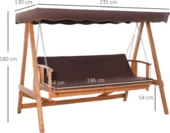 Outsunny Hollywoodschommel Hout Tuinschommel Schommelbank Ligfunctie 3 Personen 84A-185 -Tuinmeubelen 1200x936 4