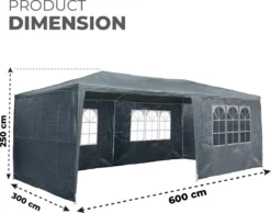 MaxxGarden Partytent - Paviljoen - 3x6m - Incl. Zijwanden - Waterdicht - Antraciet 11 MaxxGarden Partytent - Paviljoen - 3x6m - Incl. Zijwanden - Waterdicht - Antraciet -Tuinmeubelen 1200x943 1