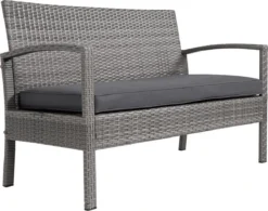Casaria Polyrattan Loungeset – 2 Stoelen 1 Bank 1 Tafel - Antraciet -Tuinmeubelen 1200x945 1