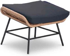 BUITEN Living Dex Wicker Loungestoel Tuin Incl. Wicker Voetenbank | Wicker + Aluminium | Bamboe Antraciet -Tuinmeubelen 1200x951