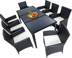 Tectake - Tuinmeubelset - 8 Persoons - Zwart -Tuinmeubelen 1200x967 1
