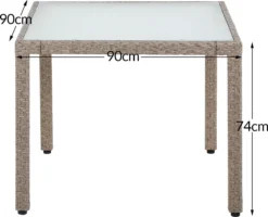 Casaria Polyrattan Tuinset - 4 Stoelen & Tafel 90x90 Cm - Beige Grijs -Tuinmeubelen 1200x972 7