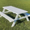 Goedkopepicknicktafels.nl | Witte XL Picknicktafel | Tuintafel 6 Persoons | Wit Gespoten Gedroogd Grenen Hout!