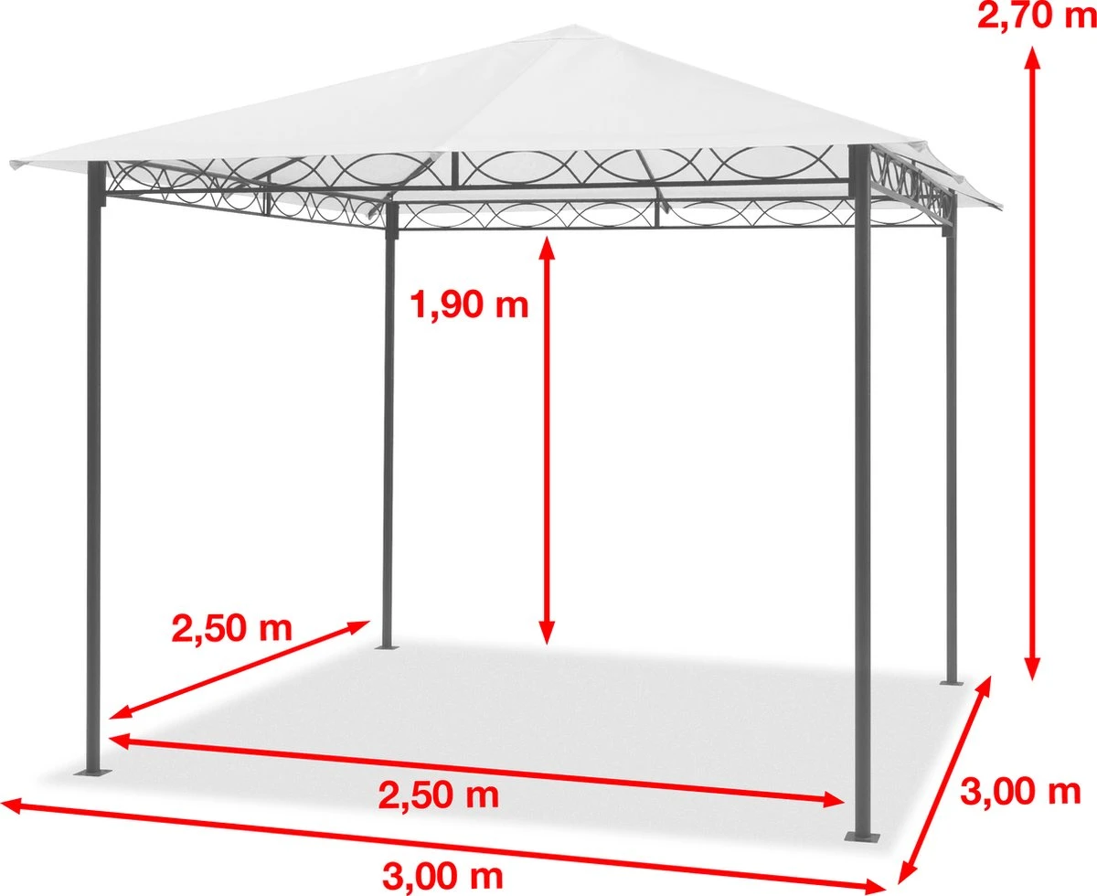 Tuinpaviljoen 3x3 M Waterdicht Paviljoen Met 4 Zijwanden Tuintent Ca. 180 G/m² Dakzeil In Crème Partytent 4 Tuinpaviljoen 3x3 M Waterdicht Paviljoen Met 4 Zijwanden Tuintent Ca. 180 G/m² Dakzeil In Crème Partytent - Afbeelding 4