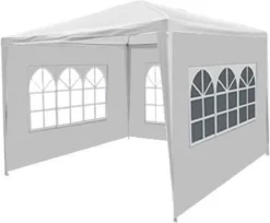Partytent 3x3m Budget Wit Met Drie Zijwanden -Tuinmeubelen 1200x990 1