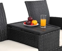 Casaria Tuinbank Polyrattan – 2 Zitter Incl. Tafel & Kussens – Zwart -Tuinmeubelen 1200x997 2