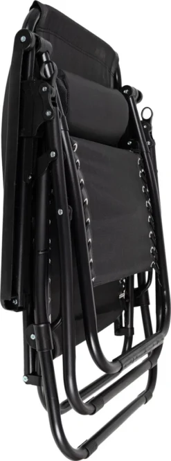 Luxe Ligstoel Met Hoofdsteun & Voetsteun - Verstelbare Rugleuning - Zonnebed Relaxstoel Voor Tuin/Terras/Strand/Balkon/Zwembad/Camping - Inklapbaar - Weerbestendig - Zwart -Tuinmeubelen 445x1200