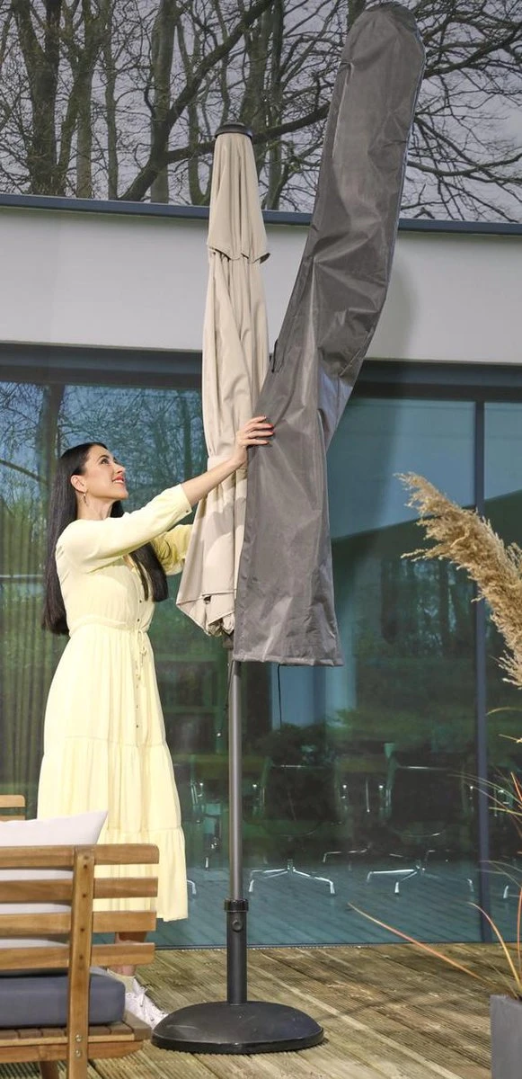 Weersbestendige Parasolhoes - Rond & Vierkant - Max. 3 X 3 M - Grijs / Antraciet - Stokparasol 6 Weersbestendige Parasolhoes - Rond & Vierkant - Max. 3 X 3 M - Grijs / Antraciet - Stokparasol - Afbeelding 6