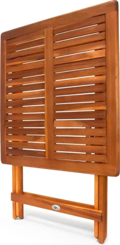 Casaria Bijzettafel Acacia Hout- Inklapbaar - 70x70x73 Cm Bruin -Tuinmeubelen 588x1200
