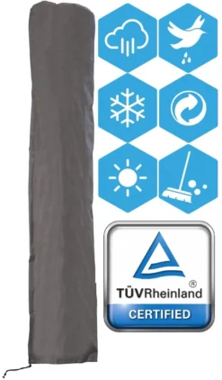 Weersbestendige Parasolhoes - Max. 4 X 4 M - Grijs / Antraciet - Zweefparasol -Tuinmeubelen 703x1200