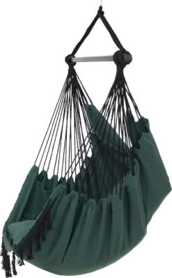 Vita5 XXL Hangstoel | Binnen&Buiten Hangnest | Incl. 2 Kussens En Boekenvak | Volwassenen&Kinderen | Hangmatstoel Tot 225kg | Donkergroen -Tuinmeubelen 742x1200 2