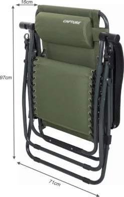 Capture Outdoor, Opklapbare Luxe Ligstoel "Relax RZ-1", Verstelbare Rugleuning, Luxe Armleuningen, Opgespannen Gevoerd Doek, Afneembaar Kussen, … -Tuinmeubelen 757x1200