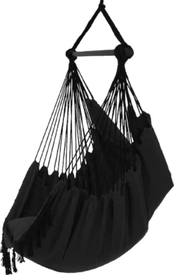 Vita5 XXL Hangstoel - Binnen&Buiten Hangnest - Incl. 2 Kussens En Boekenvak - Volwassenen&Kinderen - Hangmatstoel Tot 225kg - Zwart -Tuinmeubelen 761x1200 1