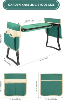 Uten - Kniebankje Tuin - Knie Steun - Tuinkruk Inklapbaar - Kniesteun Tuinieren - Kniekussen - Tot 150 Kg - Groen -Tuinmeubelen 763x1200