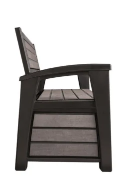 Keter - Hudson Bench Box - 2-zits Bank - Opbergbox - Hout Look & Feel - 227L - 138x63x89cm - Antraciet -Tuinmeubelen 800x1200 39