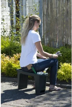 Nature - Tuinkruk 2-in-1 - Tuinzit/-knielkruk - Tuin Werkbank - Grijs - H34 X 66 X 25cm -Tuinmeubelen 814x1200