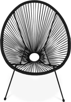 Set Van 2 Design Stoelen Ei-vormig - Acapulco Zwart - Stoelen 4 Poten Retro Design, Plastic Koorden, Binnen/buiten 8 Set Van 2 Design Stoelen Ei-vormig - Acapulco Zwart - Stoelen 4 Poten Retro Design, Plastic Koorden, Binnen/buiten -Tuinmeubelen 830x1200