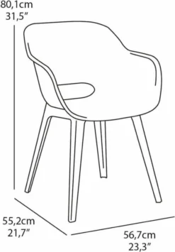 Allibert Akola Tuinstoelen - 2 Stuks -56,5x55x80cm - Donkergrijs -Tuinmeubelen 834x1200