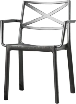 Keter Metalix Tuinstoelen - 4 Stuks - 53,3x60,2x81,3 Cm - Zwart -Tuinmeubelen 876x1200