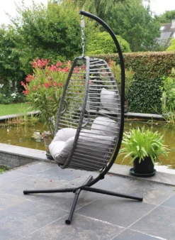 Lowander Egg Hangstoel Cocoon - Voor Binnen & Buiten - Met Standaard - Incl. Kussens -Tuinmeubelen 878x1200