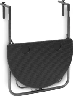 Relaxdays Balkontafel Inklapbaar, Balkon Tafel Rotan, Hangtafel Reling - Zwart -Tuinmeubelen 919x1200