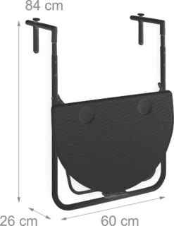 Relaxdays Balkontafel Inklapbaar, Balkon Tafel Rotan, Hangtafel Reling - Zwart -Tuinmeubelen 926x1200